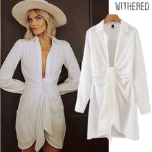 Load image into Gallery viewer, Flétri mode blogueuse angleterre style blanc chemise nœud robe sexy femmes vestidos de fiesta de noche vestidos robe de soirée blazers
