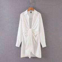Load image into Gallery viewer, Flétri mode blogueuse angleterre style blanc chemise nœud robe sexy femmes vestidos de fiesta de noche vestidos robe de soirée blazers
