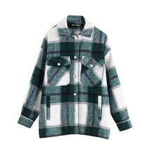 Load image into Gallery viewer, Vintage Élégant Poches Surdimensionné Plaid Veste Manteau Femmes 2020 Mode Col à Revers Manches Longues vêtements coupe large Chic hauts
